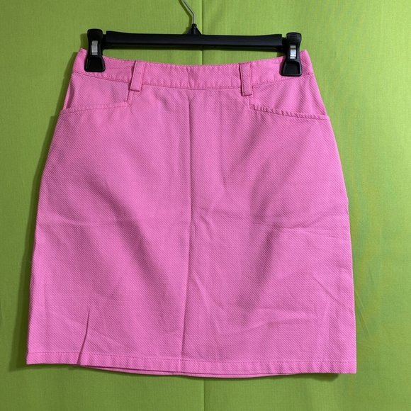 Tori Richard Women Pink A Line Mini Skirt Semi Texture Back Zip Front Pocket Sz2 - Picture 2 of 10